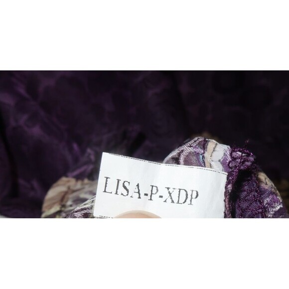 Poeme Citron Silk Blend Tunic Top 2X Purple Paisley Floral Asian Art To Wear - Picture 8 of 9